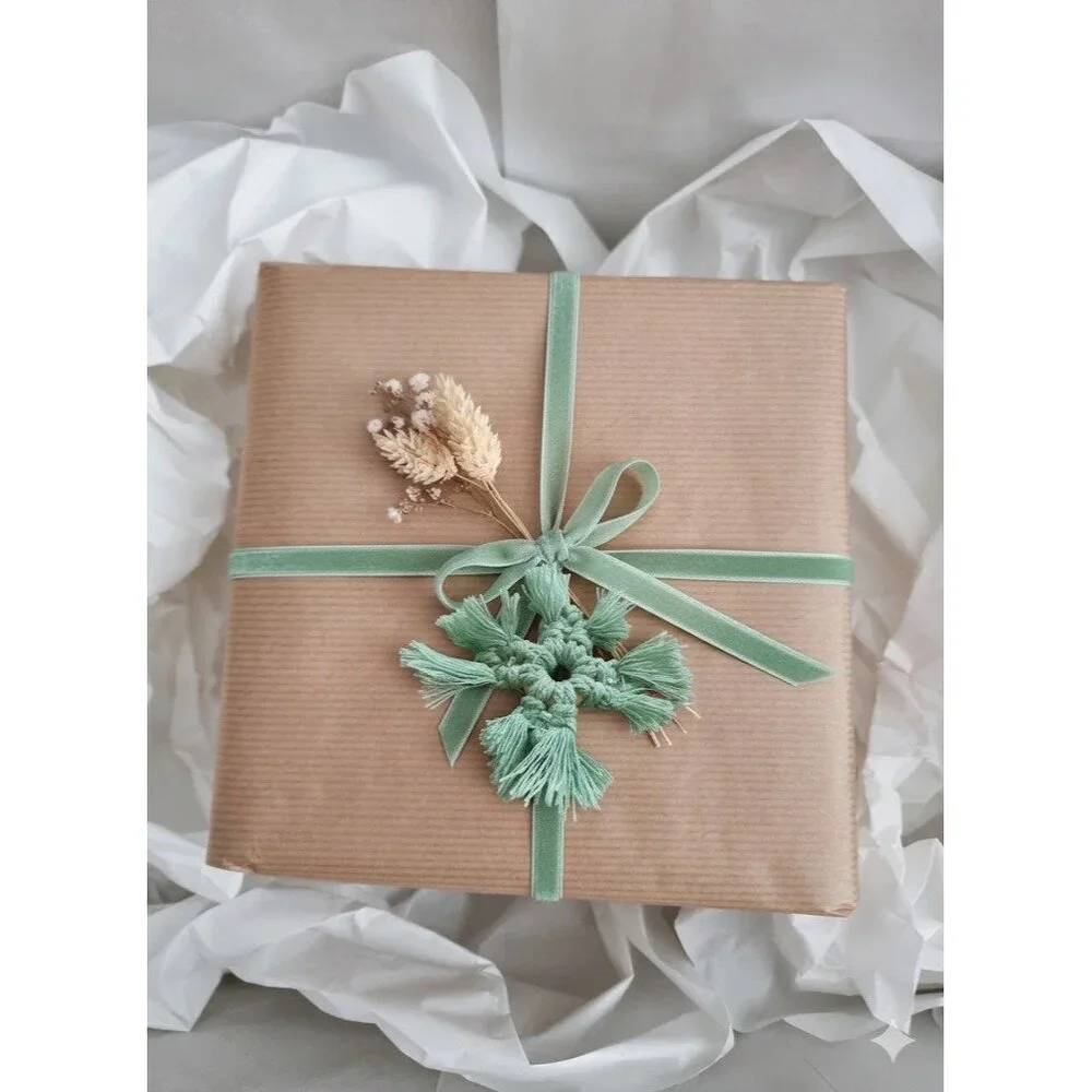 Handmade Cotton Snowflake Ornaments of 6 Mint Green NWT